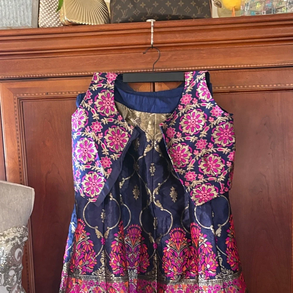 Indian style lehenga choli Vibrant Floral Sleeveless Dress
